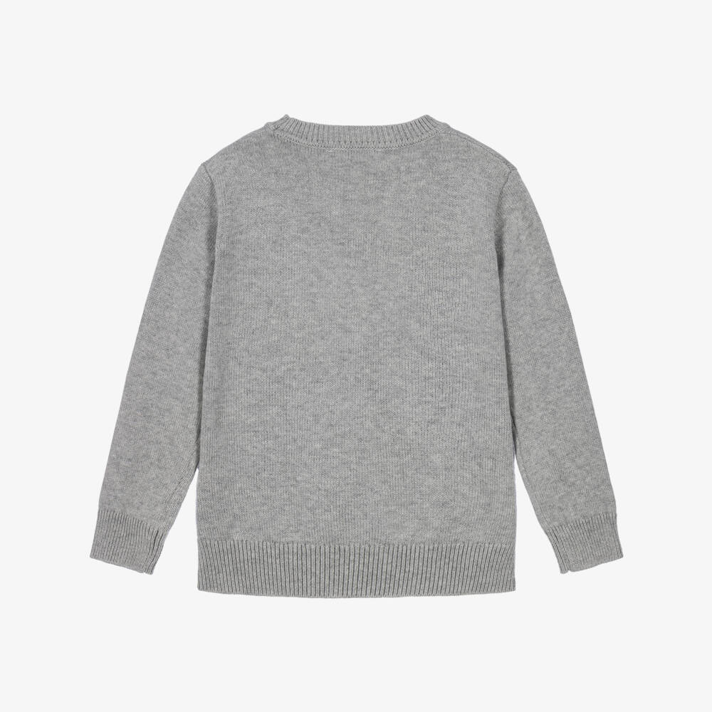 Stella McCartney Kids-Boys Grey Cotton Knit Cactus Sweater | Childrensalon