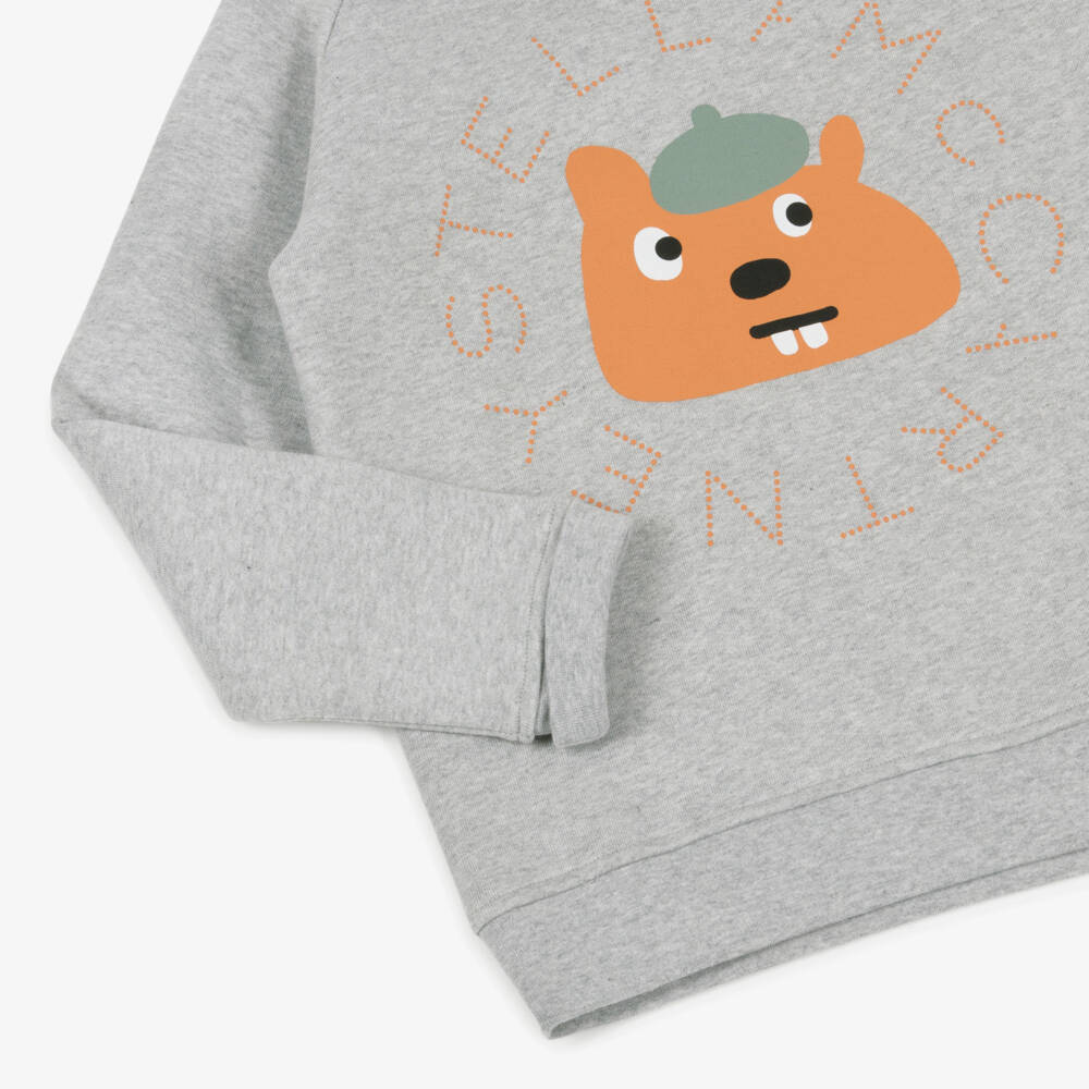 Stella McCartney Kids-Серый хлопковый свитшот с белкой для мальчиков | Childrensalon
