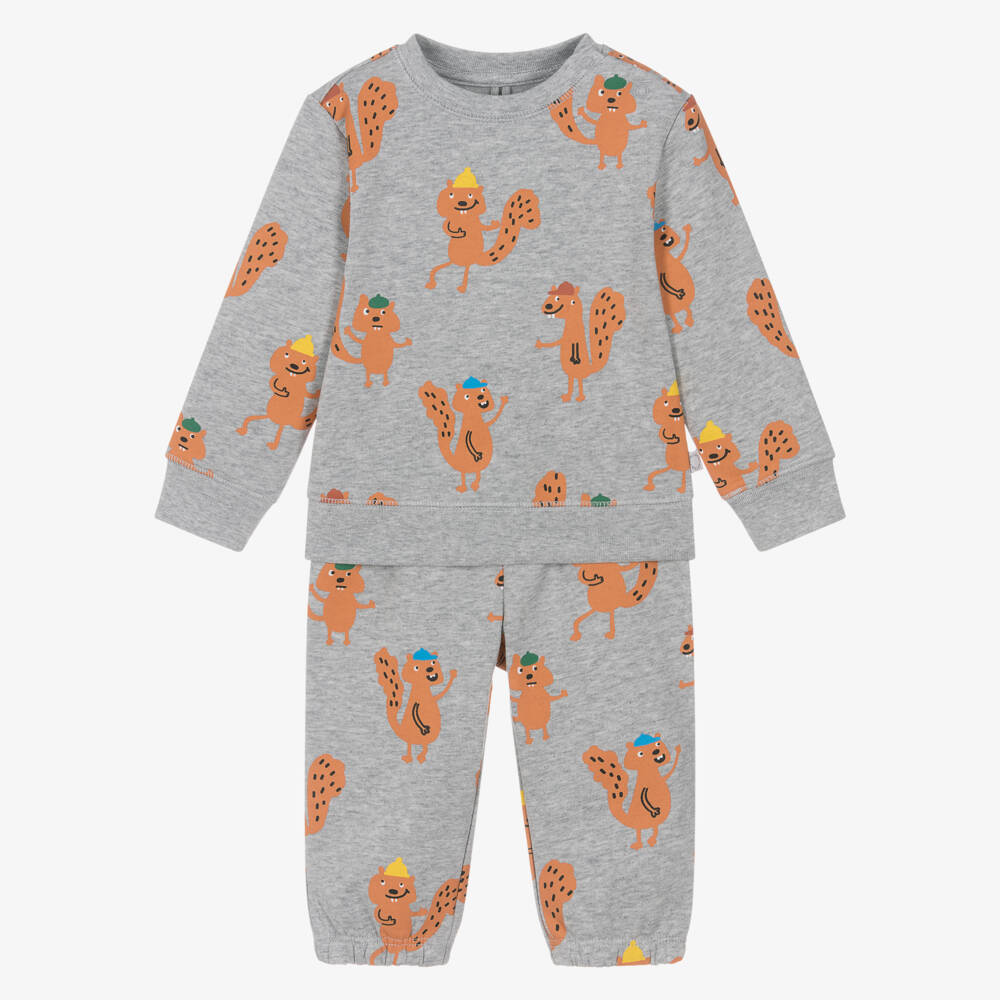 Stella McCartney Kids-بدلة رياضية قطنية رمادية للأولاد مع تصميم السنجاب | Childrensalon