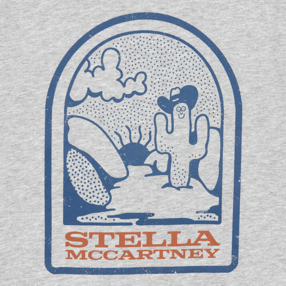 Stella McCartney Kids-Boys Grey Marl Cotton Cactus T-Shirt | Childrensalon