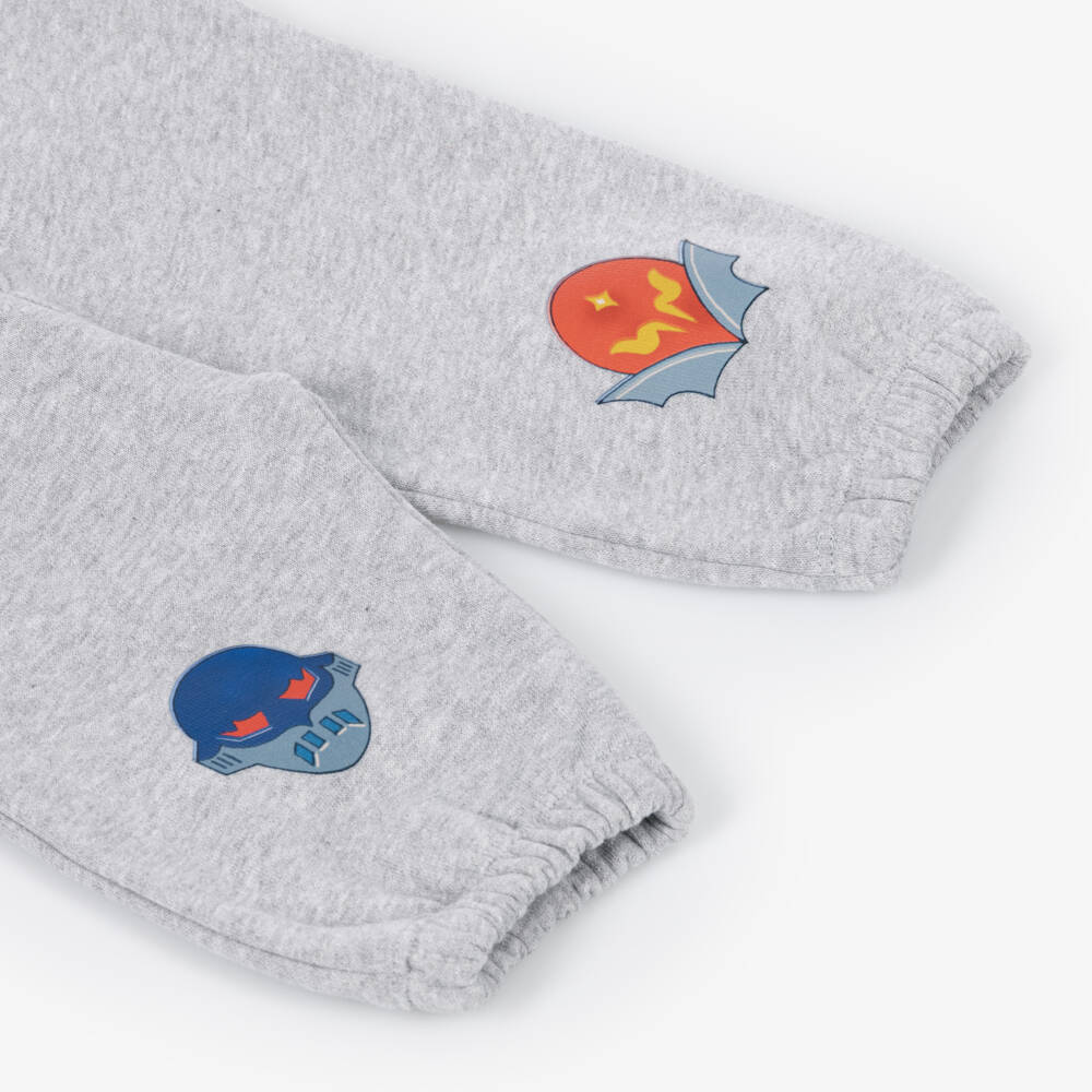 Stella McCartney Kids-Boys Grey Marl Cotton Superhero Joggers | Childrensalon