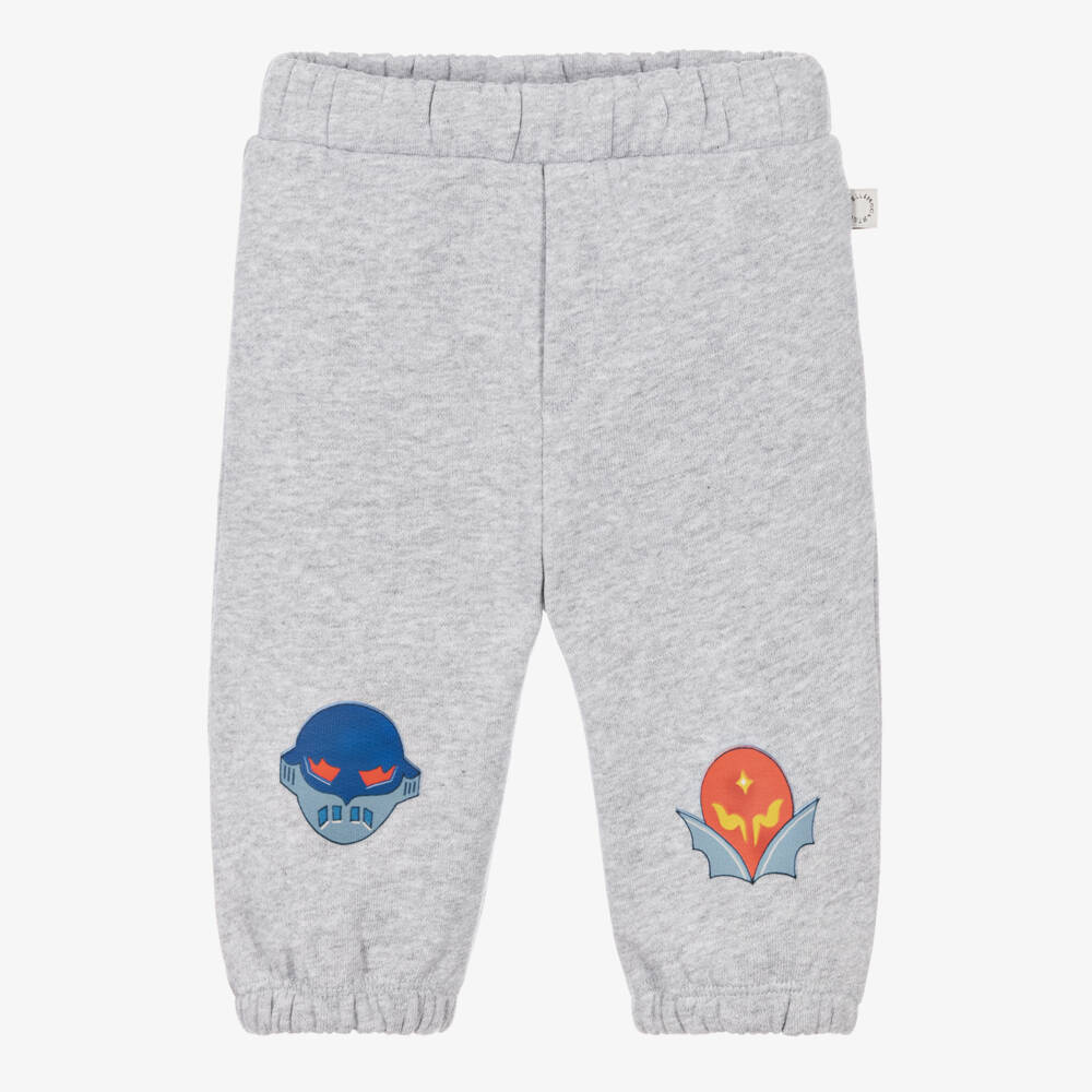 Stella McCartney Kids-Boys Grey Marl Cotton Superhero Joggers | Childrensalon