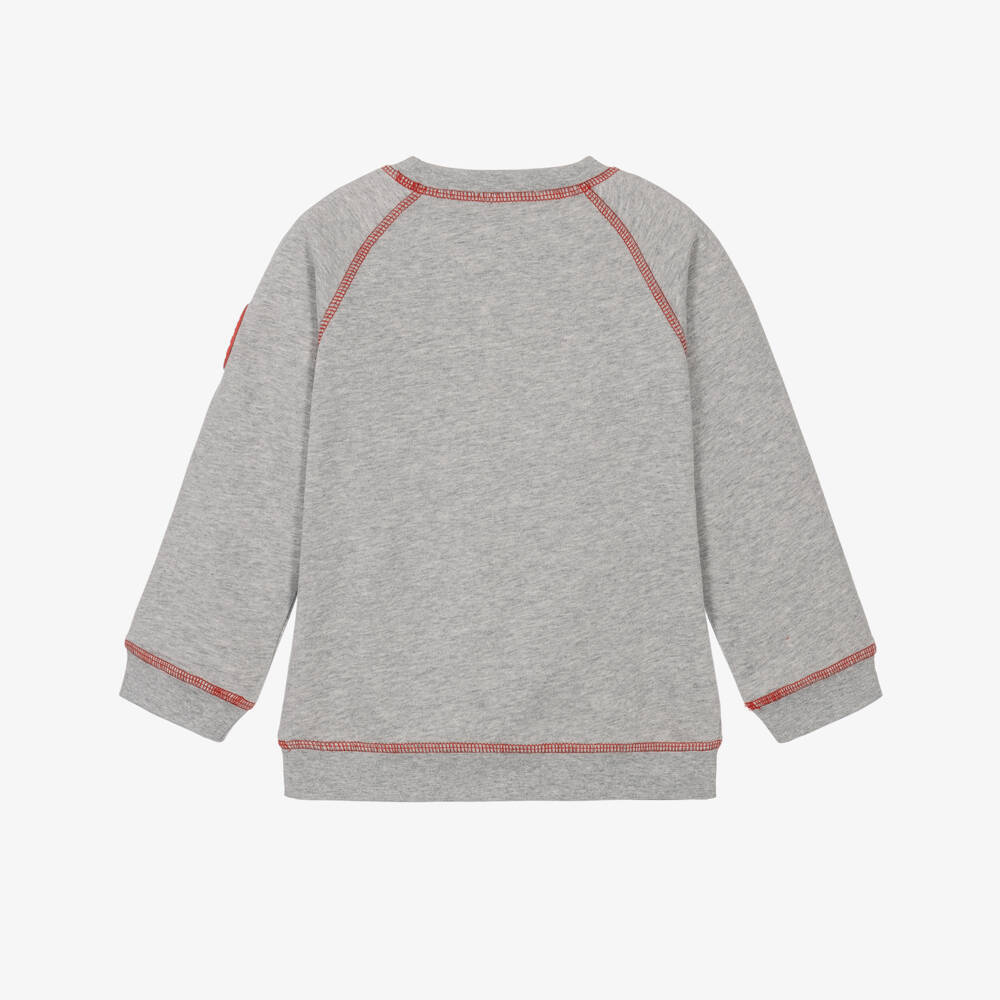 Stella McCartney Kids-Boys Grey Marl Cotton Sweatshirt with Red Stitching | Childrensalon
