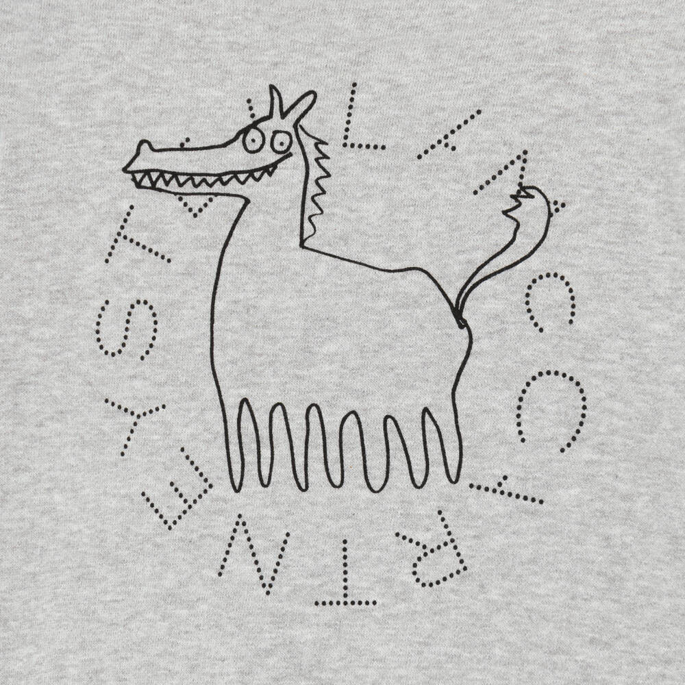 Stella McCartney Kids-Boys Grey Marl Horse & Logo Cotton Sweatshirt | Childrensalon