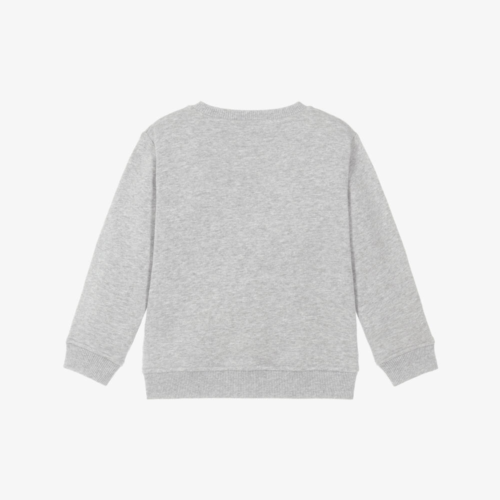 Stella McCartney Kids-Boys Grey Marl Horse & Logo Cotton Sweatshirt | Childrensalon