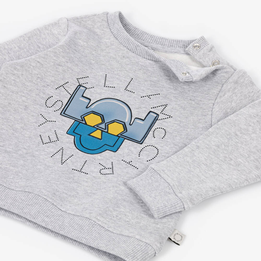 Stella McCartney Kids-Boys Grey Marl Supehero Logo Sweatshirt | Childrensalon
