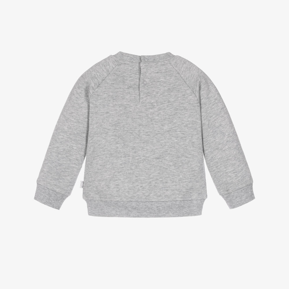 Stella McCartney Kids-Boys Grey Marl Sweatshirt with Circular Logo | Childrensalon