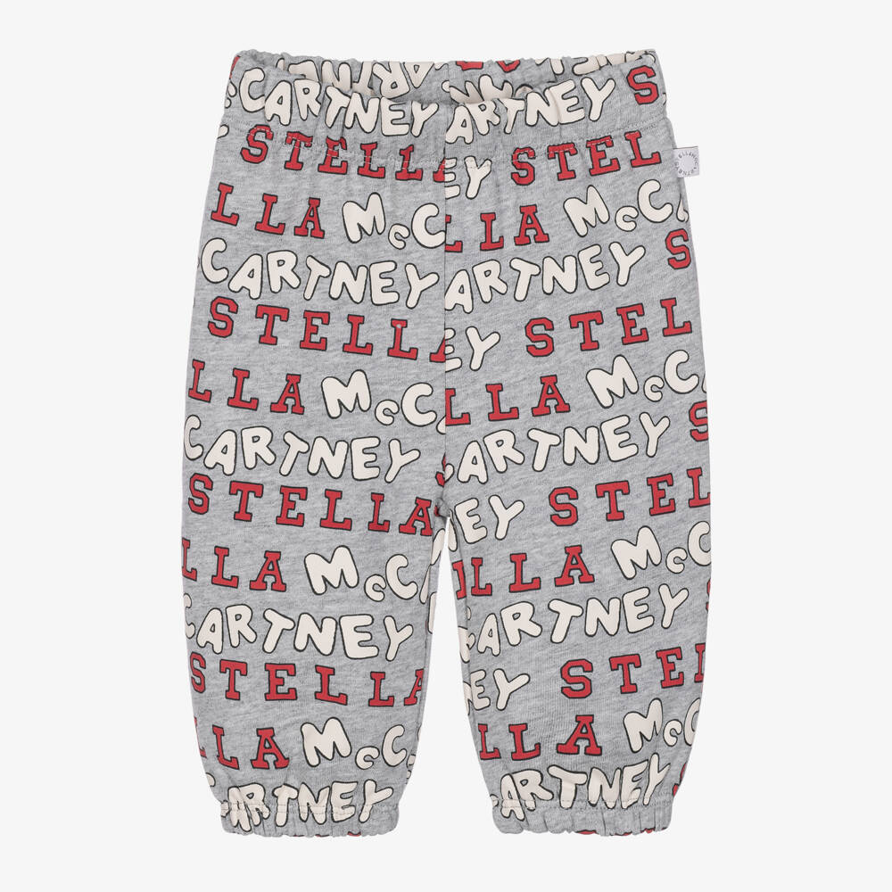 Stella McCartney Kids-Boys Grey Marl Zip-Up Top with Logo Prints | Childrensalon