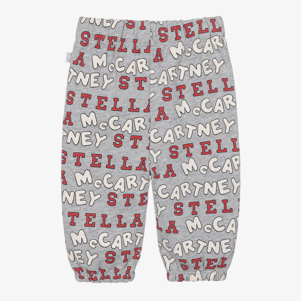 Stella McCartney Kids-Boys Grey Marl Zip-Up Top with Logo Prints | Childrensalon