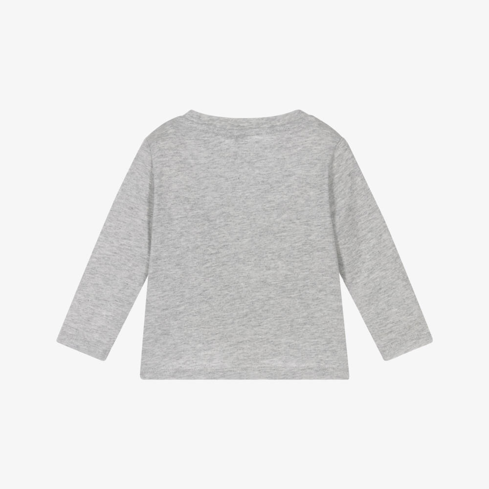 Stella McCartney Kids-Серая хлопковая футболка с белкой для мальчиков | Childrensalon