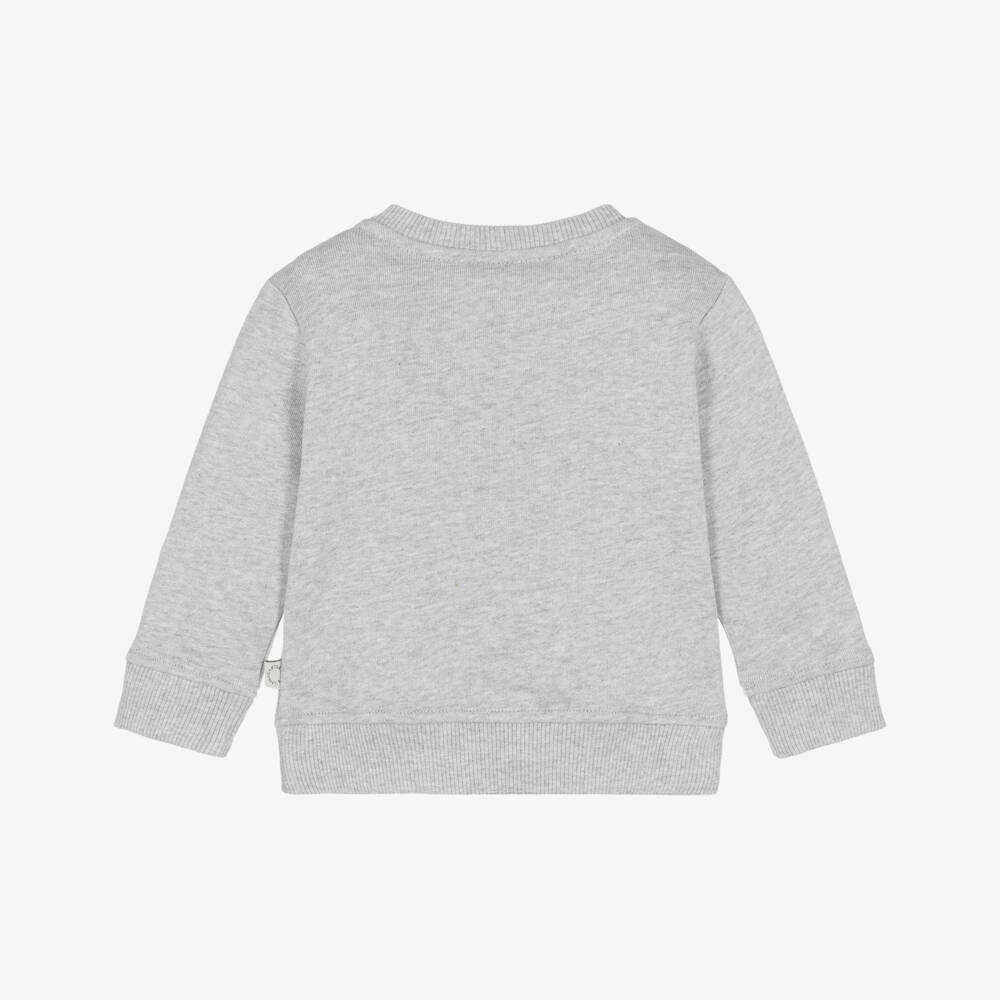 Stella McCartney Kids-Boys Grey Tennis Ball & Logo Print Cotton Sweatshirt | Childrensalon