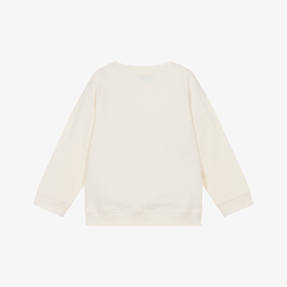 Stella McCartney Kids-سويتشيرت قطن بجيب بسحاب لون عاجي للأولاد | Childrensalon