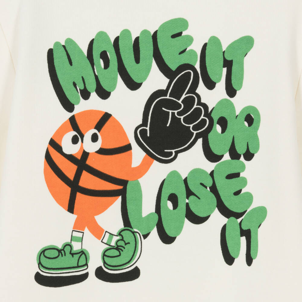 Stella McCartney Kids-Boys Ivory Cotton Baseball Graphic Sweatshirt | Childrensalon