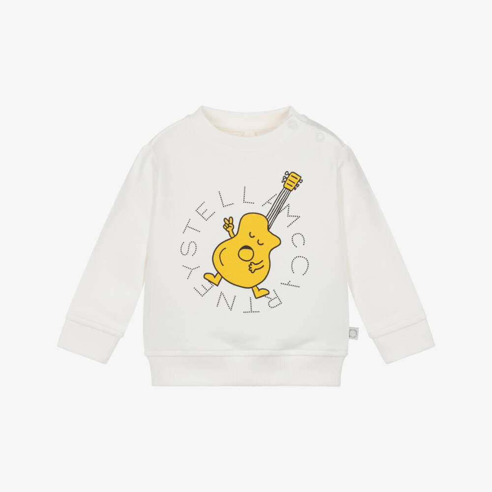 Stella McCartney Kids-Boys Ivory Cotton Guitar Logo Sweatshirt | Childrensalon