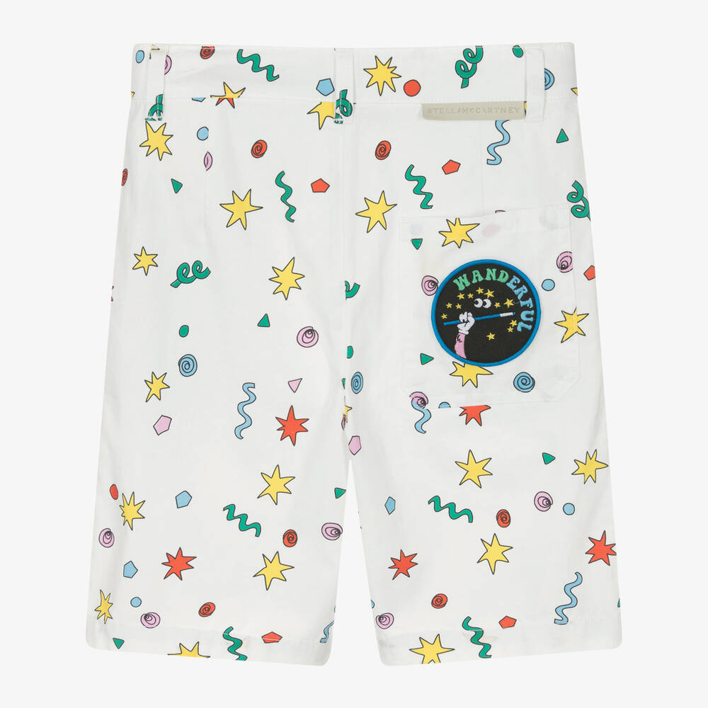 Stella McCartney Kids-Boys Ivory Cotton Printed Shorts | Childrensalon