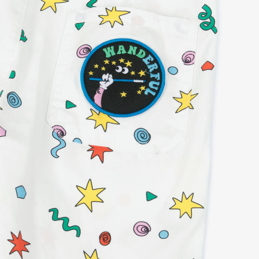 Stella McCartney Kids-Boys Ivory Cotton Printed Shorts | Childrensalon