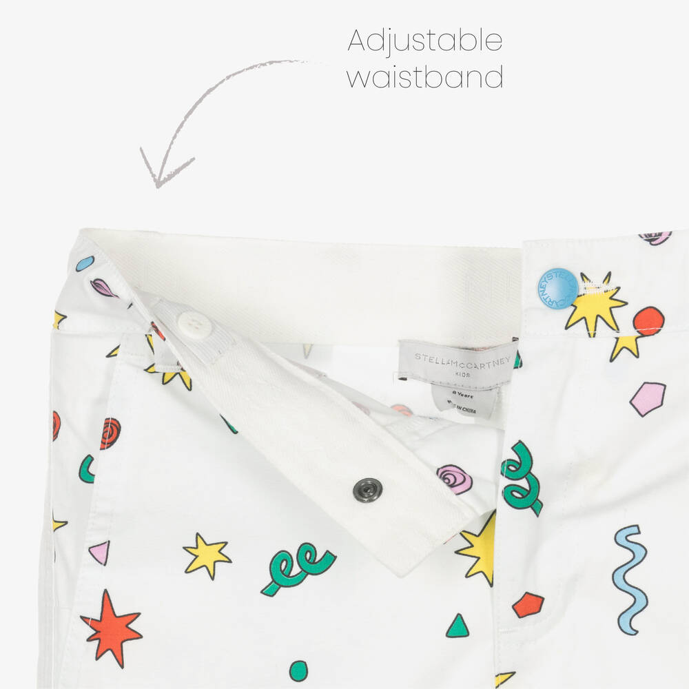 Stella McCartney Kids-Boys Ivory Cotton Printed Shorts | Childrensalon