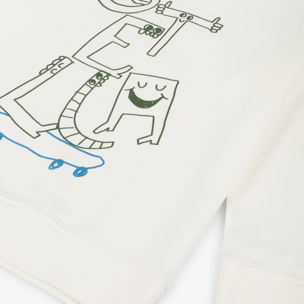 Stella McCartney Kids-Boys Ivory Cotton Skates Logo Sweatshirt | Childrensalon