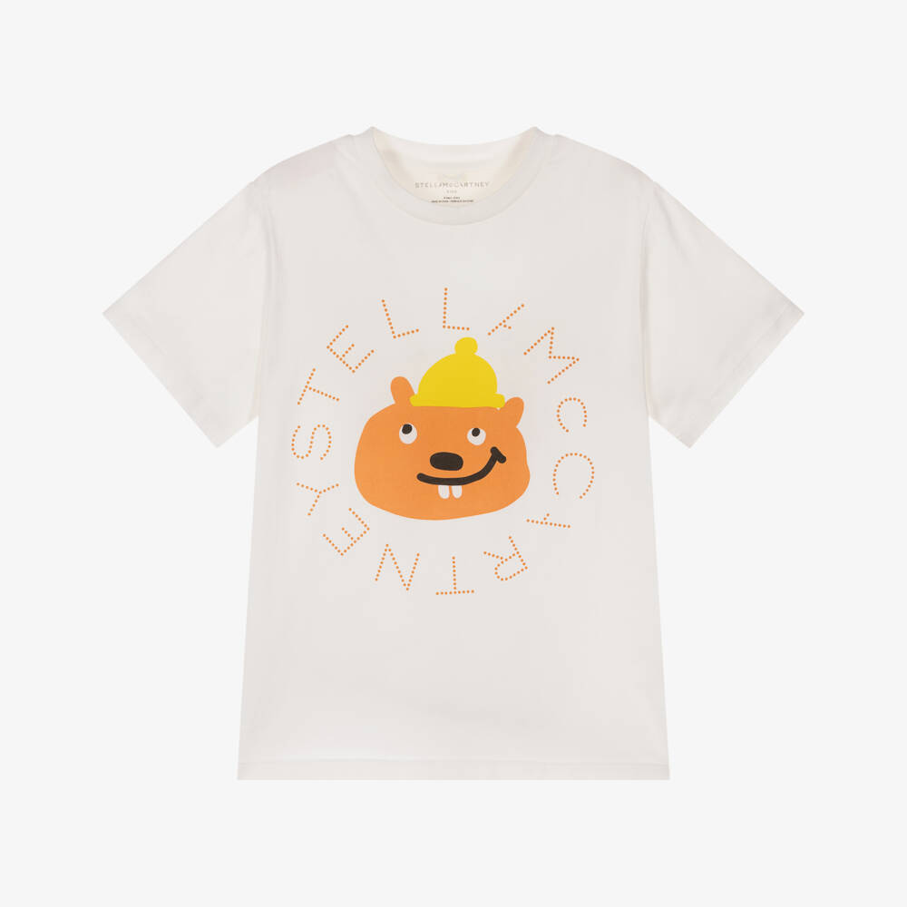 Stella McCartney Kids-Футболка из хлопка с кремовой белкой для мальчиков | Childrensalon