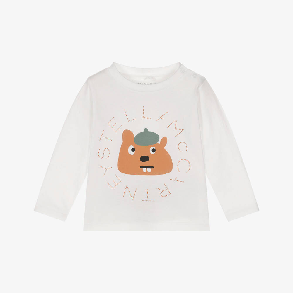 Stella McCartney Kids-Кремовый хлопковый топ с белкой для мальчиков | Childrensalon