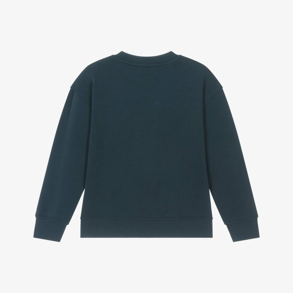 Stella McCartney Kids-Boys Navy Blue Cotton Sweatshirt with Yeti Print | Childrensalon