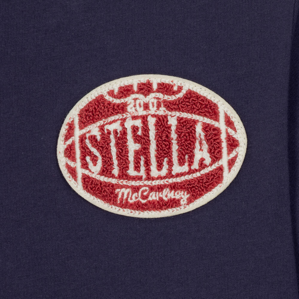 Stella McCartney Kids-Boys Navy Blue Cotton Top with American Football Patch | Childrensalon