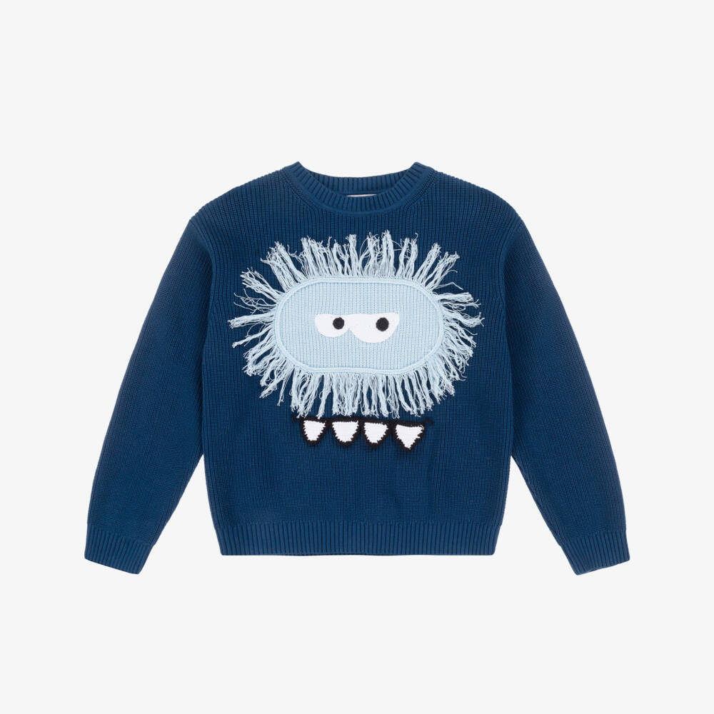 Stella McCartney Kids-Свитер из хлопка синий Йети для мальчиков | Childrensalon
