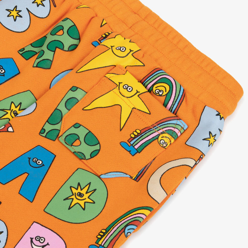 Stella McCartney Kids-Boys Orange Cotton Magic Logo Joggers | Childrensalon
