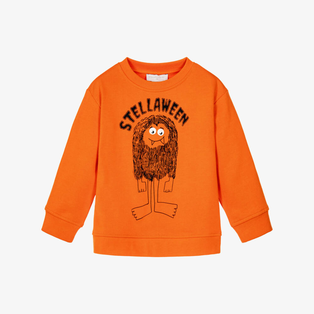 Stella McCartney Kids-Boys Orange Halloween Monster Sweatshirt | Childrensalon