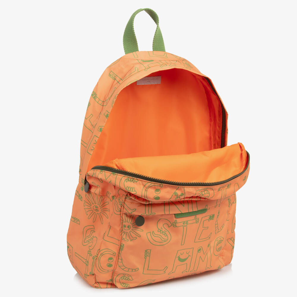 Stella McCartney Kids-Boys Orange Logo Characters Backpack (41cm) | Childrensalon