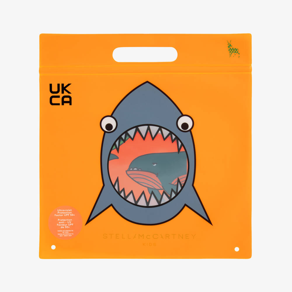 Stella McCartney Kids-Boys Orange Whale Print Swim Shorts | Childrensalon