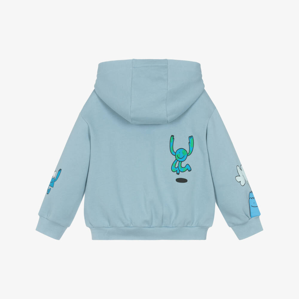 Stella McCartney Kids-هودي بسحاب قطن لون أزرق فاتح للأولاد | Childrensalon
