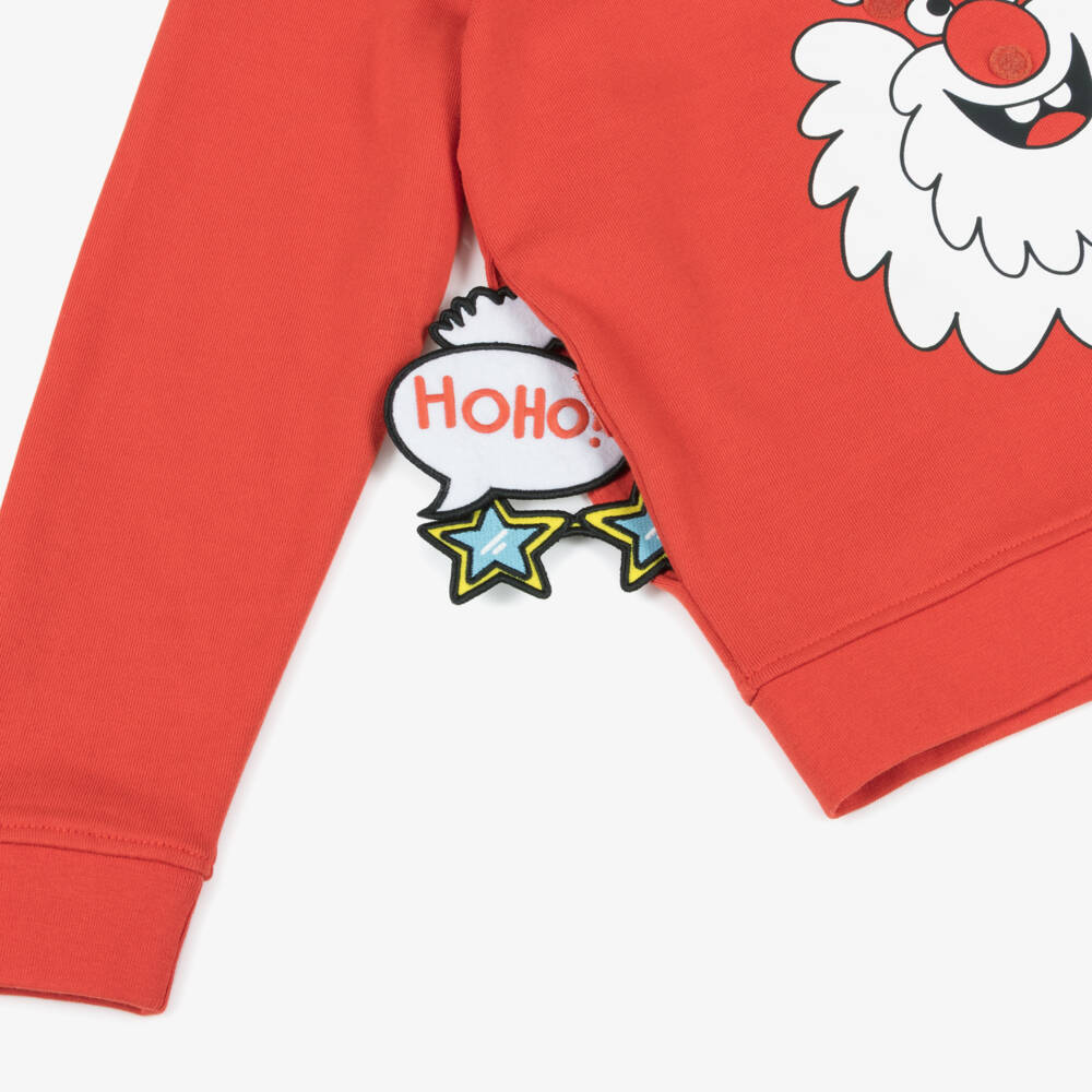 Stella McCartney Kids-Boys Red Cotton Interactive Santa Sweatshirt | Childrensalon