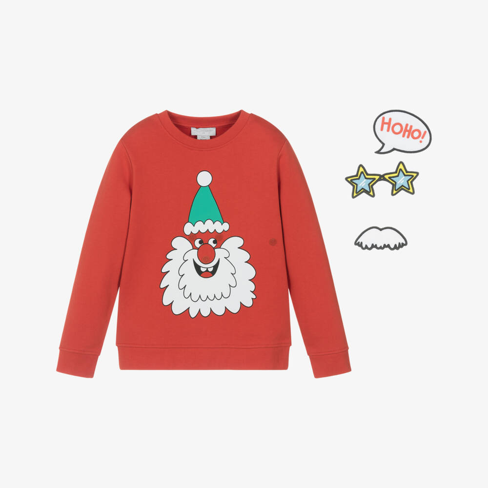 Stella McCartney Kids-Boys Red Cotton Interactive Santa Sweatshirt | Childrensalon