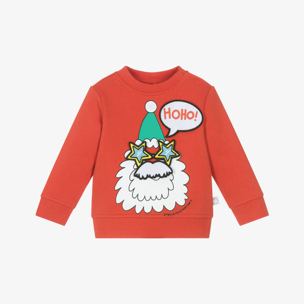 Stella McCartney Kids-سويتشيرت قطن بتصميم سانتا لون أحمرللأولاد | Childrensalon