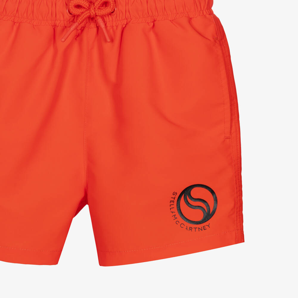 Stella McCartney Kids-Boys Red Logo Swim Shorts | Childrensalon