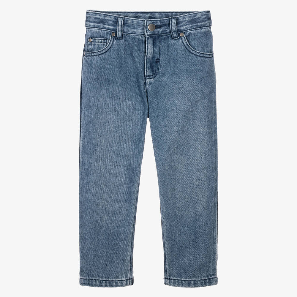 Stella McCartney Kids-Boys Two-Tone Blue Denim Jeans | Childrensalon