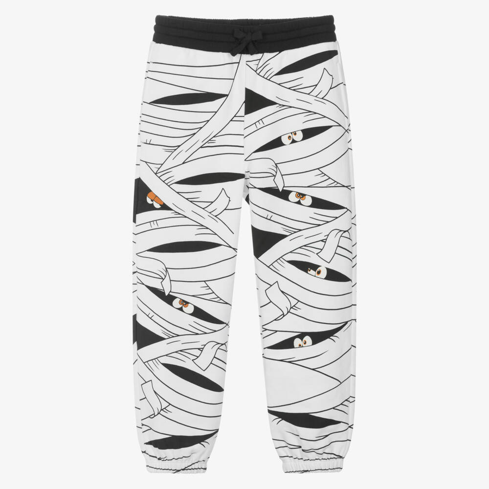 Stella McCartney Kids-Boys White & Black Halloween Mummy Joggers | Childrensalon
