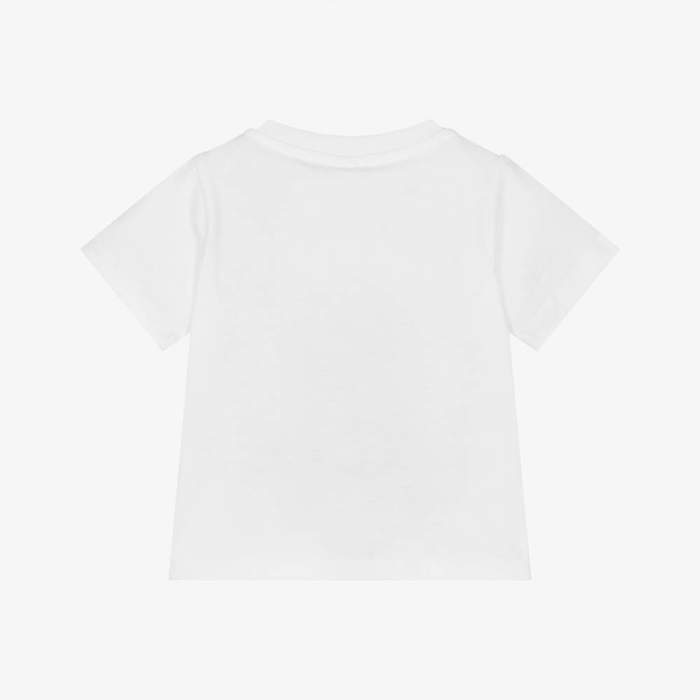 Stella McCartney Kids-Boys White Cotton Basket Ball & Logo Print T-Shirt | Childrensalon