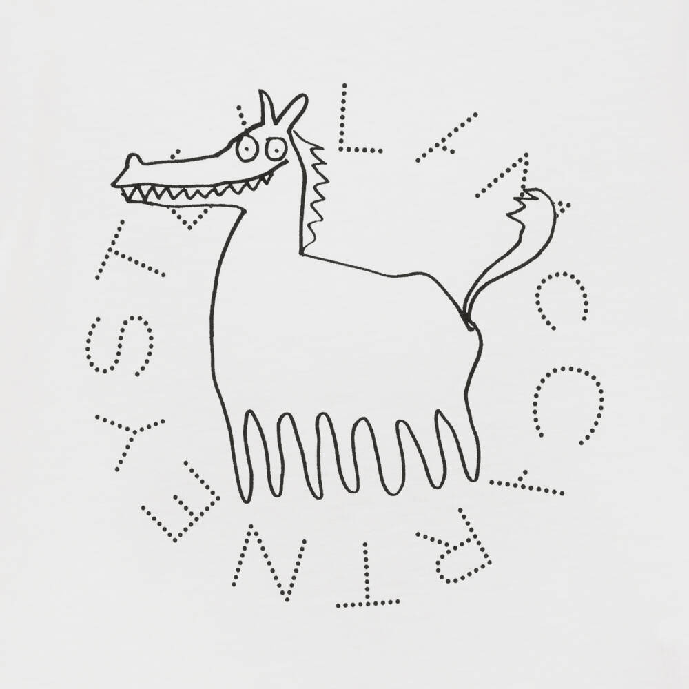 Stella McCartney Kids-Boys White Cotton Horse & Logo T-Shirt | Childrensalon