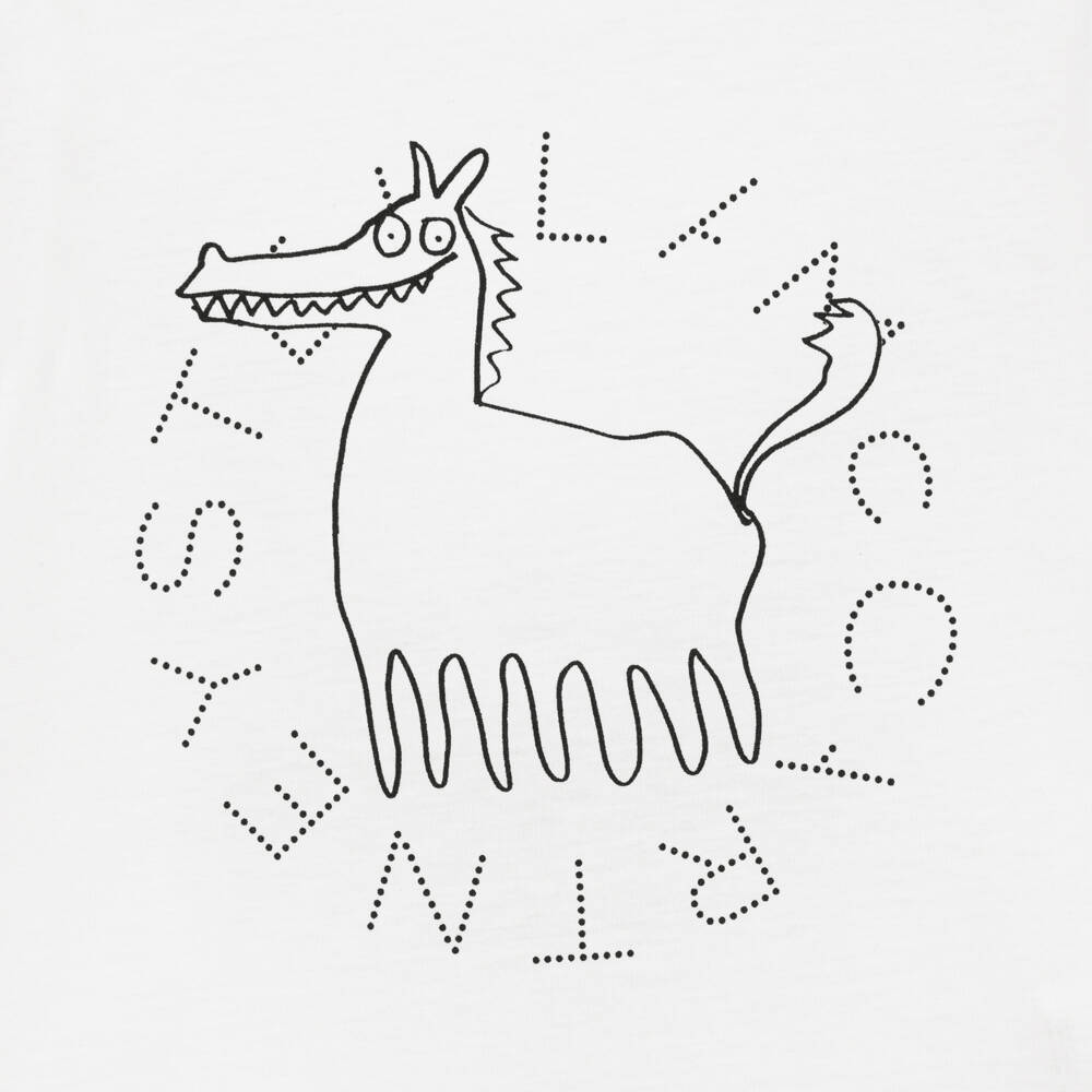 Stella McCartney Kids-Boys White Cotton Horse & Logo T-Shirt | Childrensalon