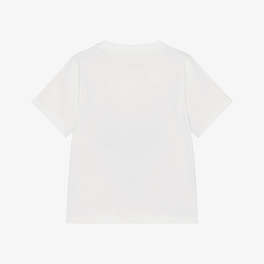 Stella McCartney Kids-Boys White Cotton Horse & Logo T-Shirt | Childrensalon