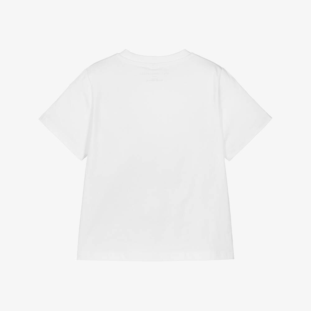 Stella McCartney Kids-Футболка хлопковая белая с принтом китадля мальчиков | Childrensalon