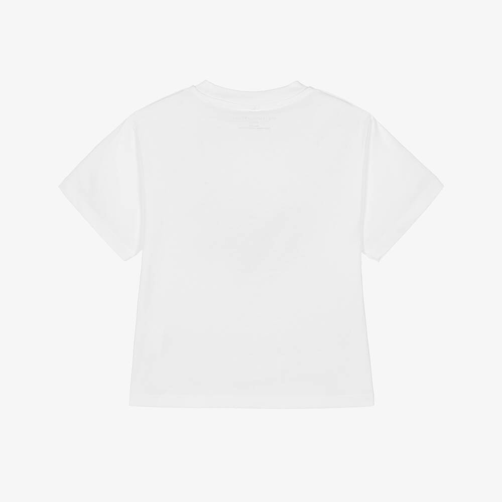 Stella McCartney Kids-Boys White Cotton S-Wave Logo T-Shirt | Childrensalon