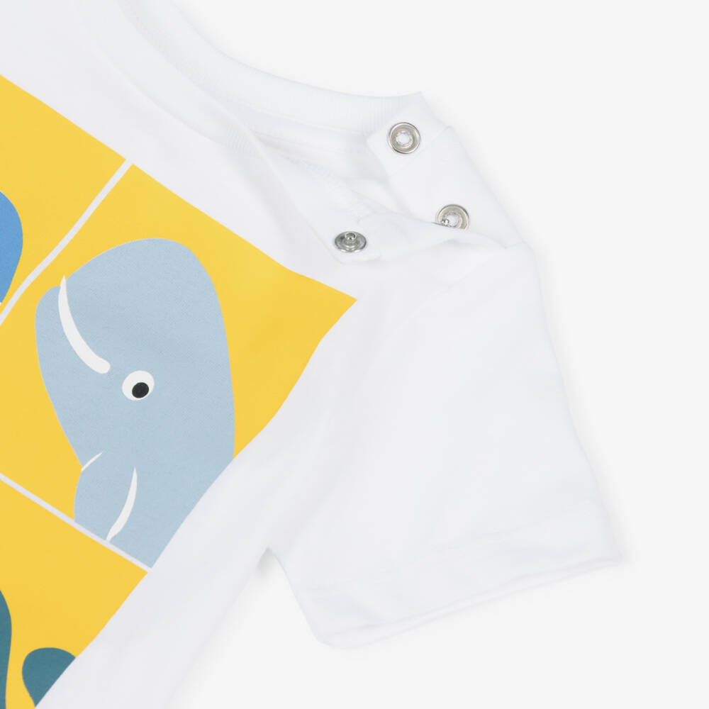 Stella McCartney Kids-Boys White Cotton Whale Print T-Shirt | Childrensalon