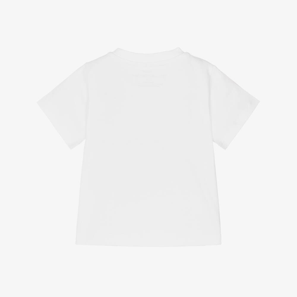 Stella McCartney Kids-Boys White Cotton Zipped Football Motif T-Shirt | Childrensalon