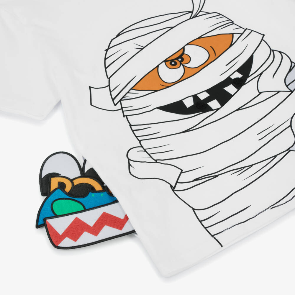 Stella McCartney Kids-Boys White Halloween Mummy Cotton T-Shirt | Childrensalon