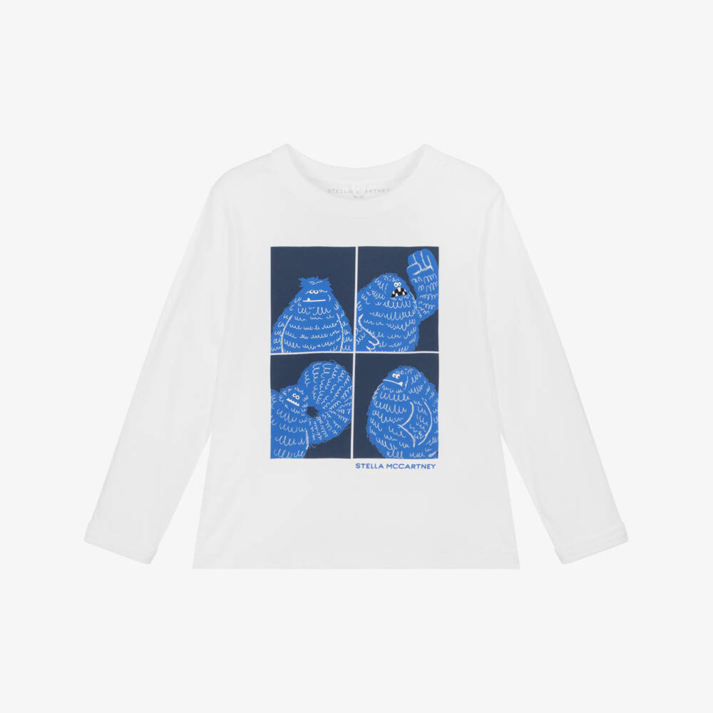 Stella McCartney Kids-Белый лонгслив с йети для мальчиков | Childrensalon