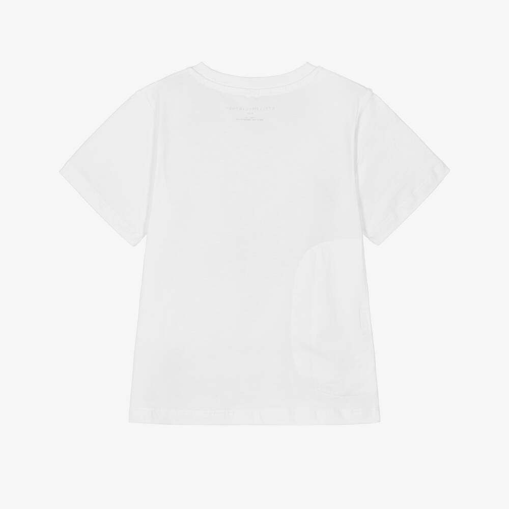 Stella McCartney Kids-Boys White Monster T-Shirt with Halloween Velcro Patches | Childrensalon