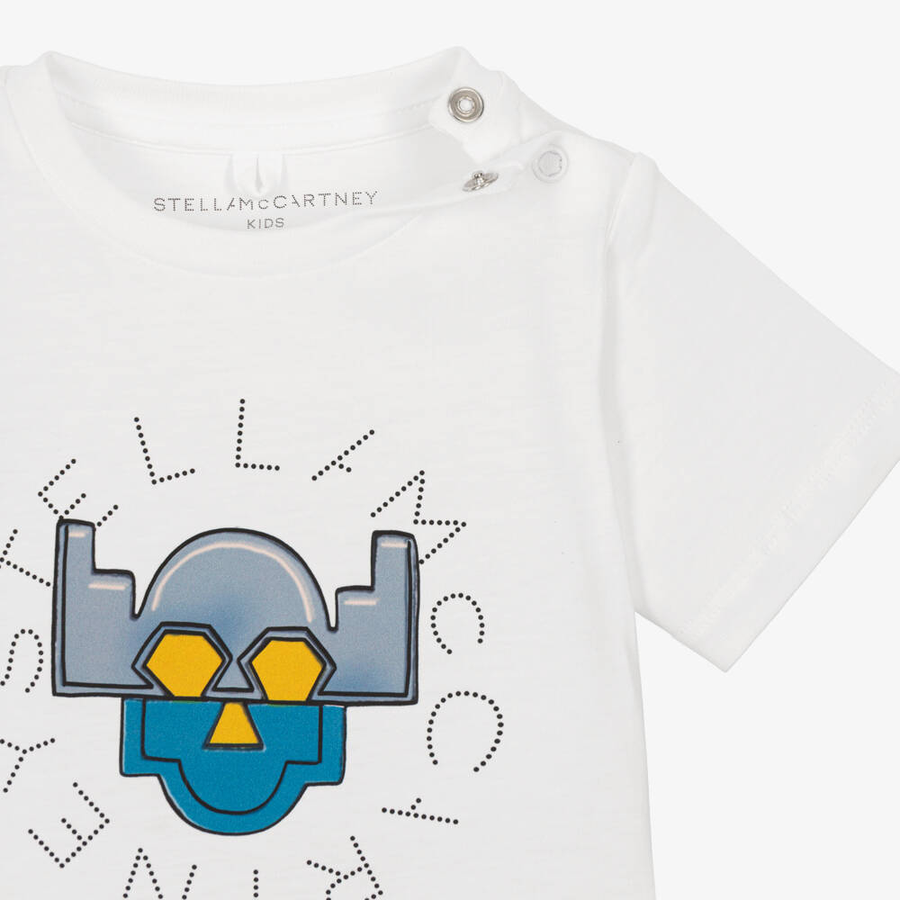Stella McCartney Kids-Boys White Superhero Logo T-Shirt | Childrensalon